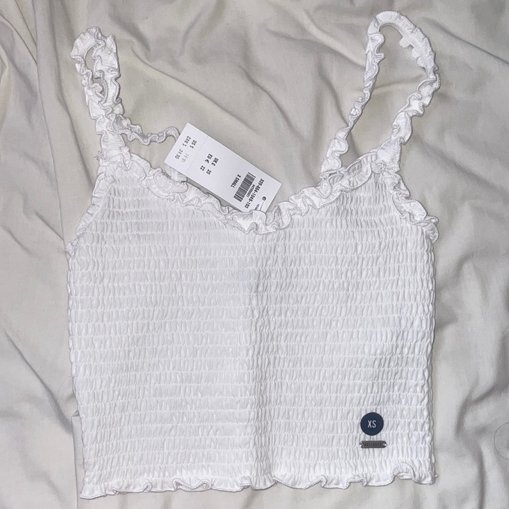 Hollister white smocked ruffle tank top